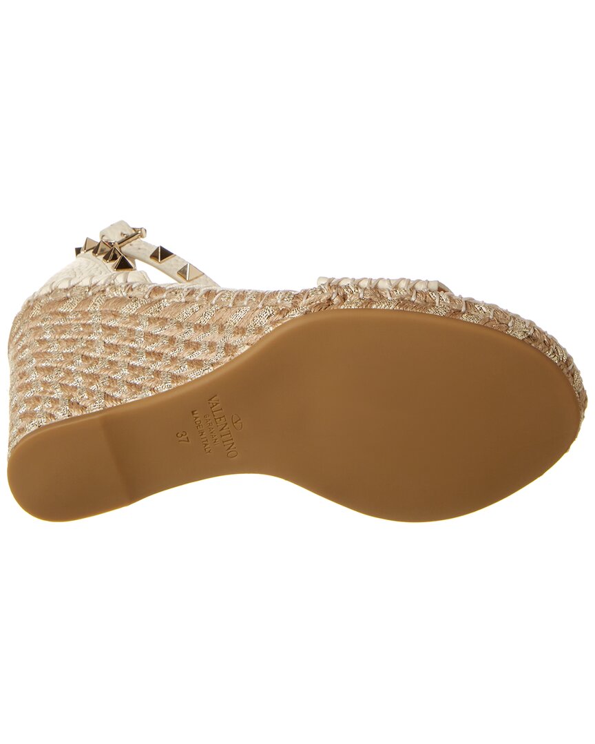 Valentino Valentino Rockstud 95 Grainy Leather Wedge Sandal