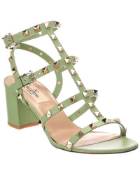 Valentino Valentino Rockstud Caged 64 Leather Ankle Strap Sandal