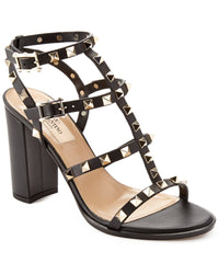 Valentino Valentino Rockstud Caged 90 Leather Ankle Strap Sandal
