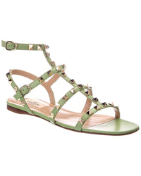 Valentino Rockstud Caged Leather Ankle Strap Sandal