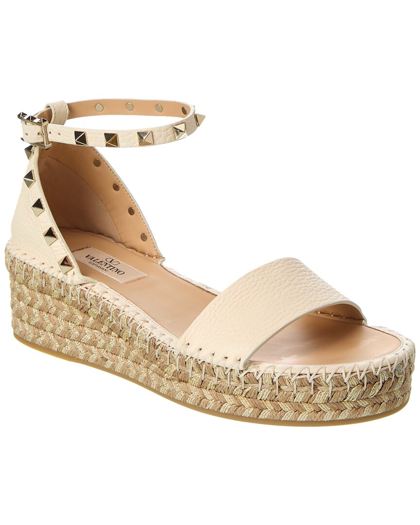 Valentino Valentino Rockstud 55 Grainy Leather Platform Sandal