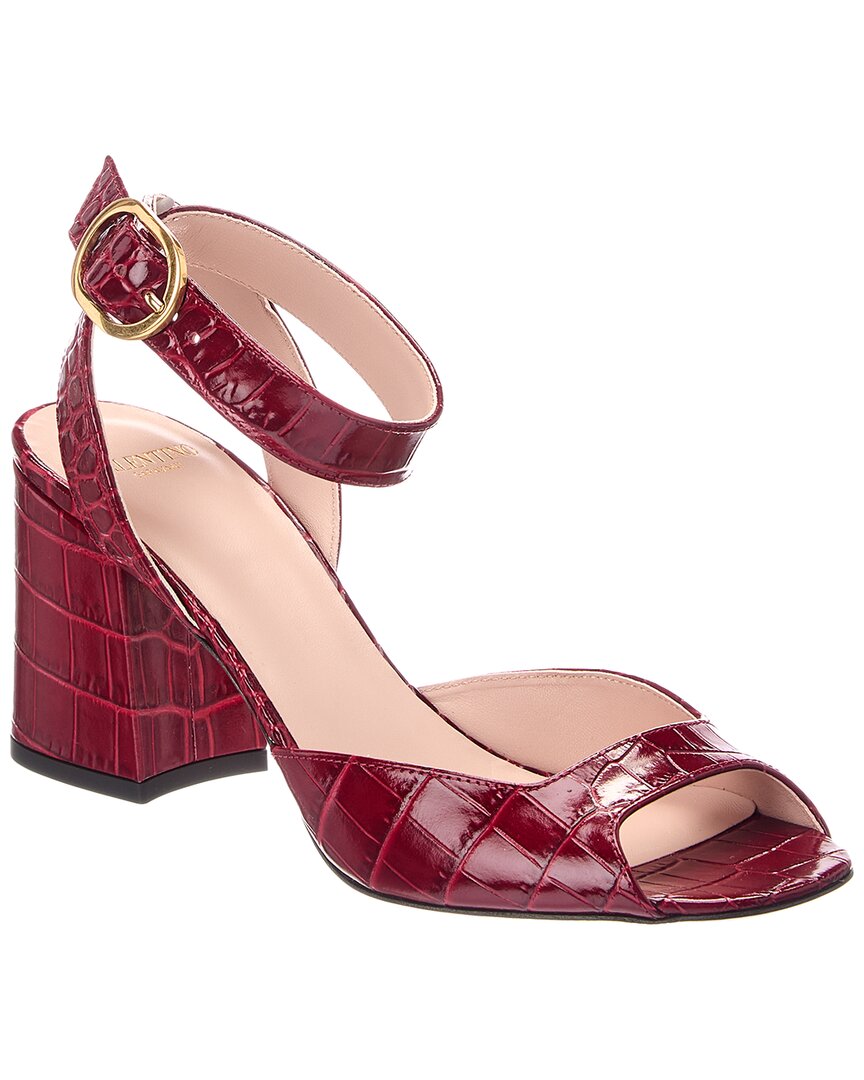 Valentino Valentino Croc-Embossed 80 Leather Sandal