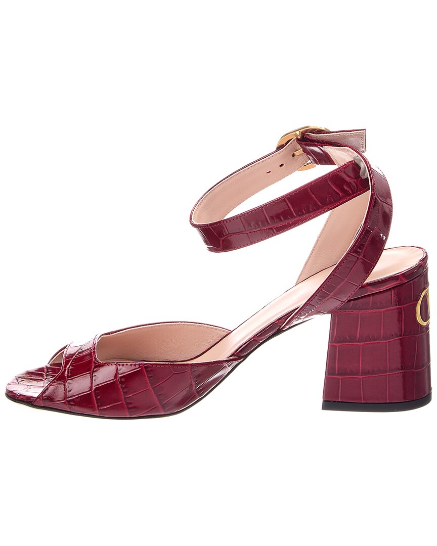 Valentino Valentino Croc-Embossed 80 Leather Sandal