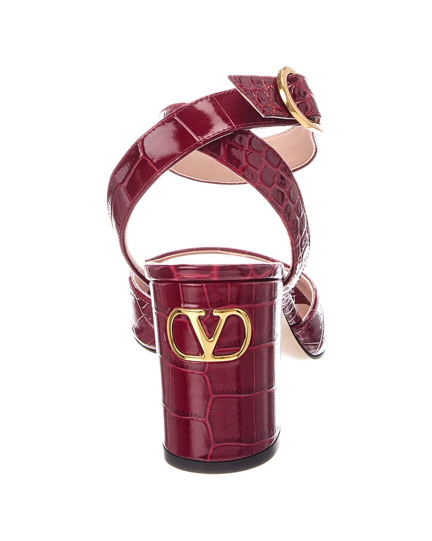 Valentino Valentino Croc-Embossed 80 Leather Sandal