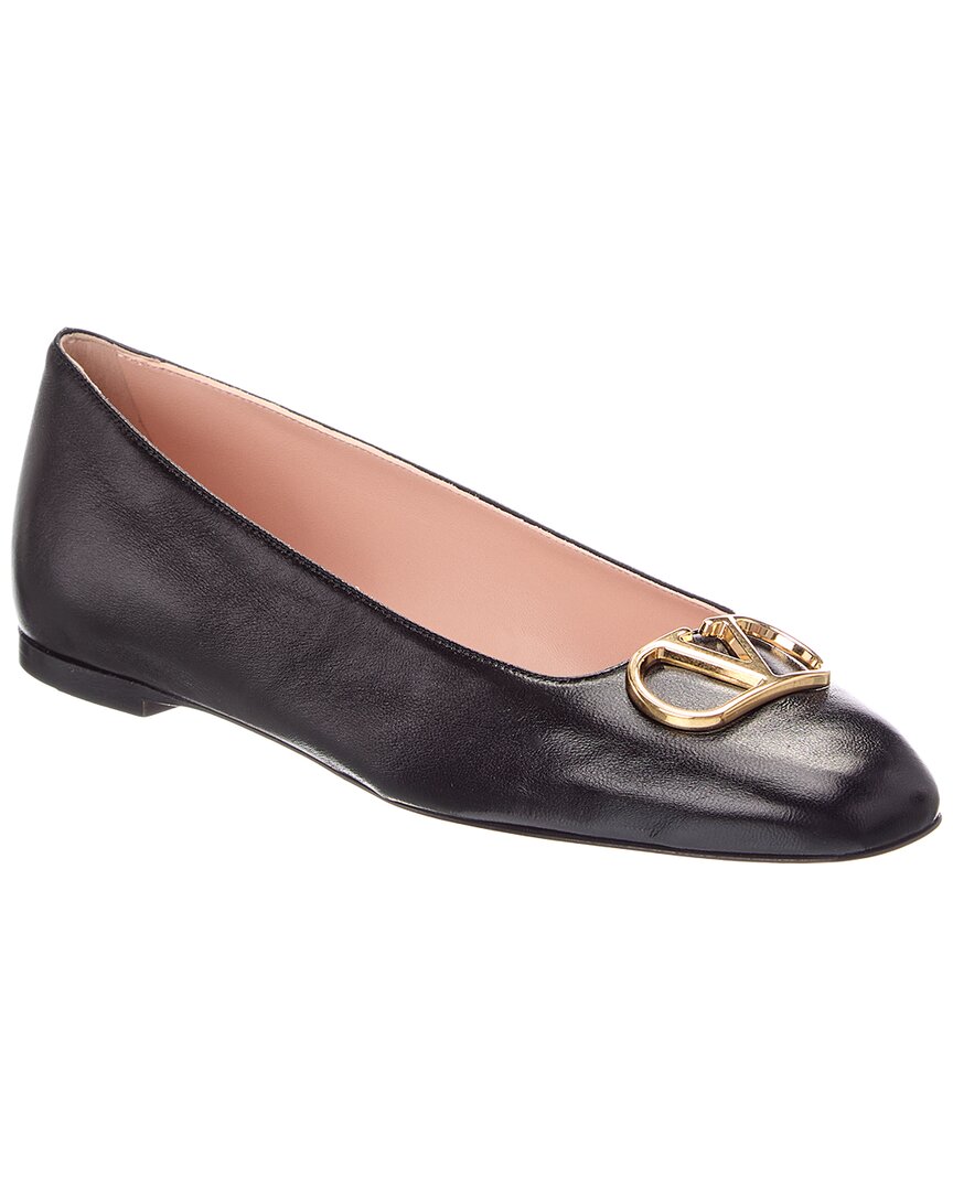 Valentino Valentino Vlogo Signature Leather Ballerina Flat