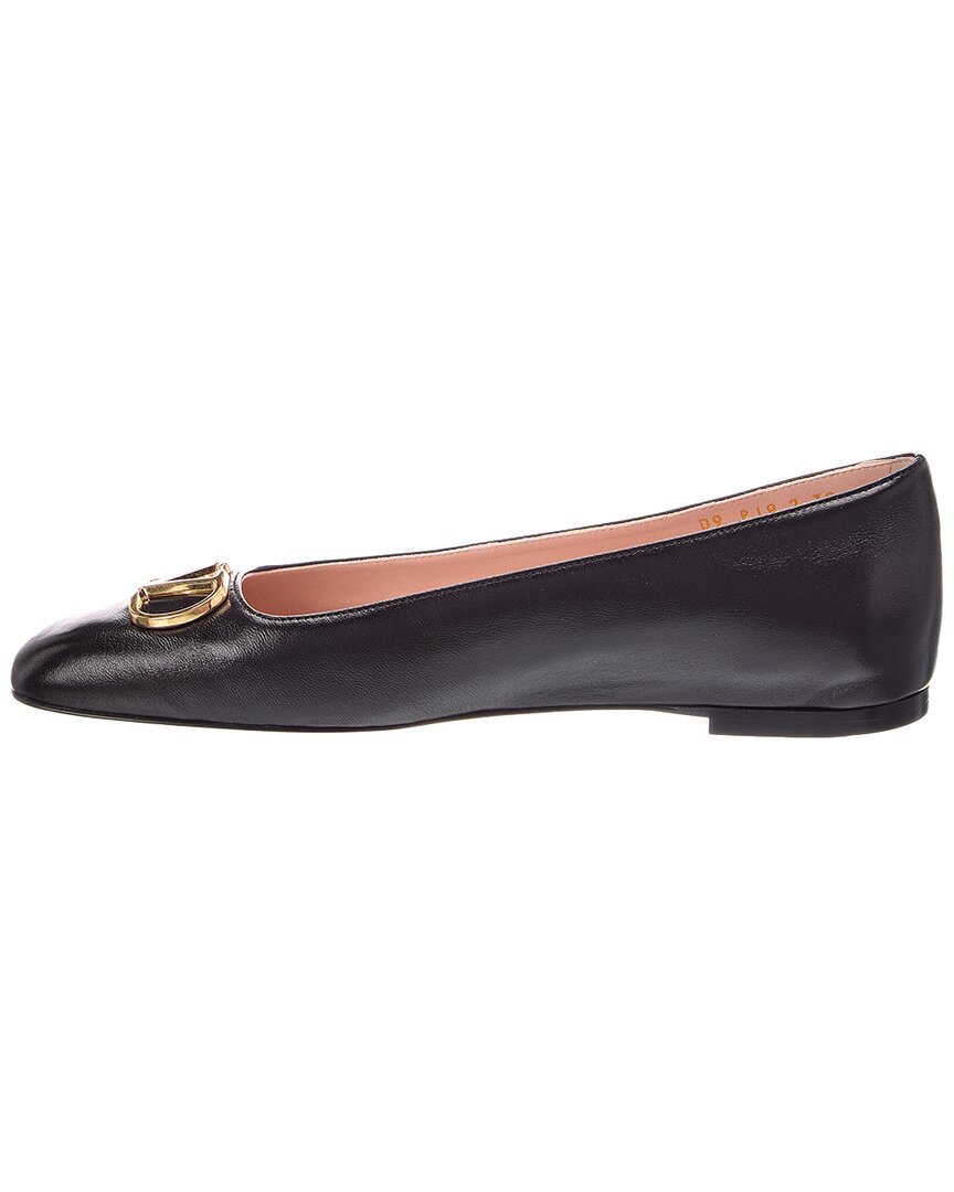 Valentino Valentino Vlogo Signature Leather Ballerina Flat