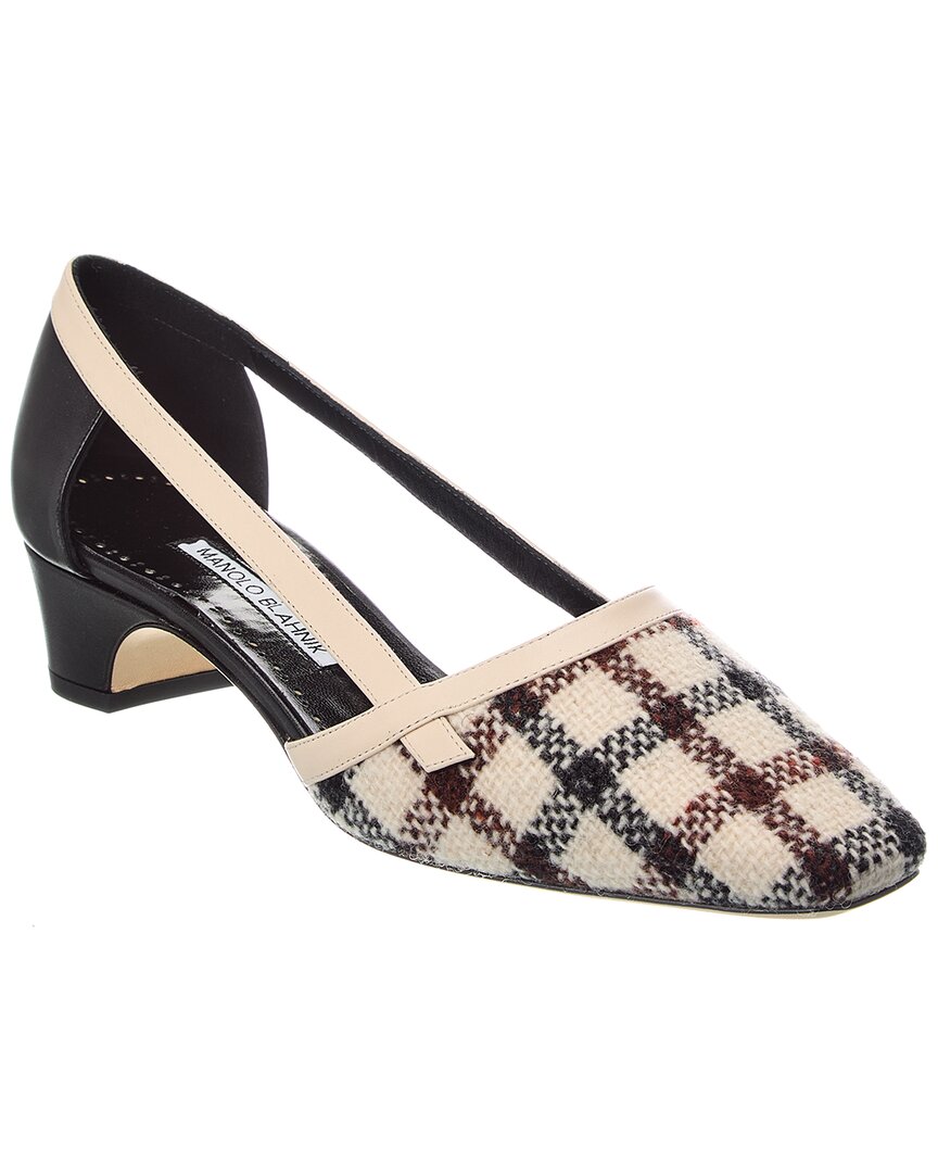 Manolo Blahnik Varro 40 Wool & Leather Pump