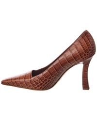 Manolo Blahnik Moira 105 Croc-Embossed Leather Pump