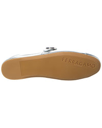 Ferragamo Gancini Leather Ballet Flat
