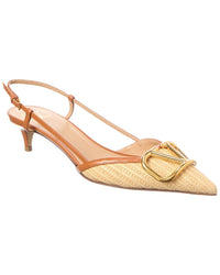Valentino Valentino Vlogo Signature Leather Slingback Pump