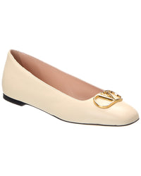 Valentino Valentino Vlogo Signature Leather Ballerina Flat