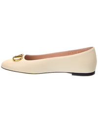 Valentino Valentino Vlogo Signature Leather Ballerina Flat