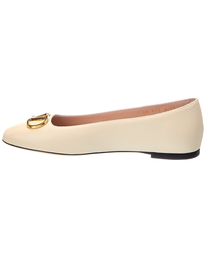 Valentino Valentino Vlogo Signature Leather Ballerina Flat
