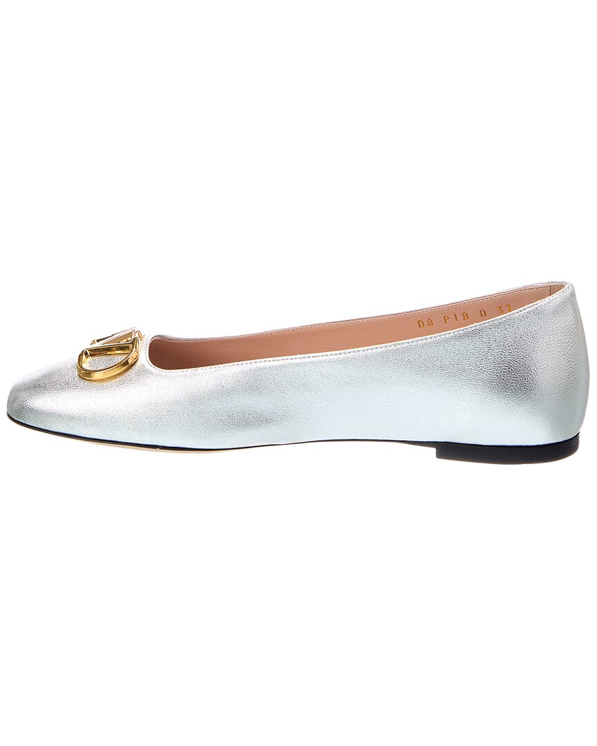 Valentino Valentino Vlogo Signature Leather Ballerina Flat
