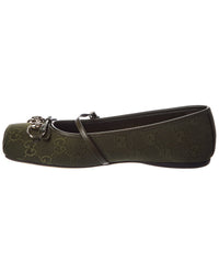 Gucci Horsebit Gg Canvas & Leather Ballet Flat