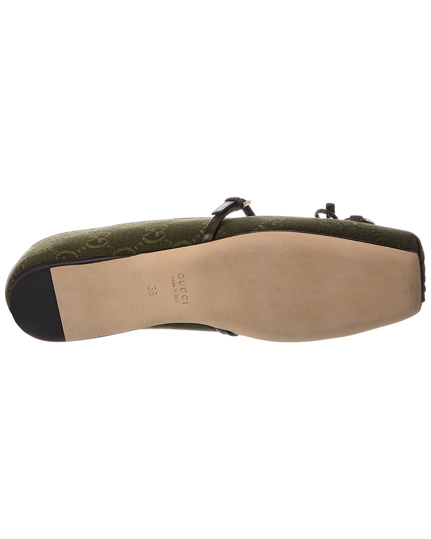 Gucci Horsebit Gg Canvas & Leather Ballet Flat