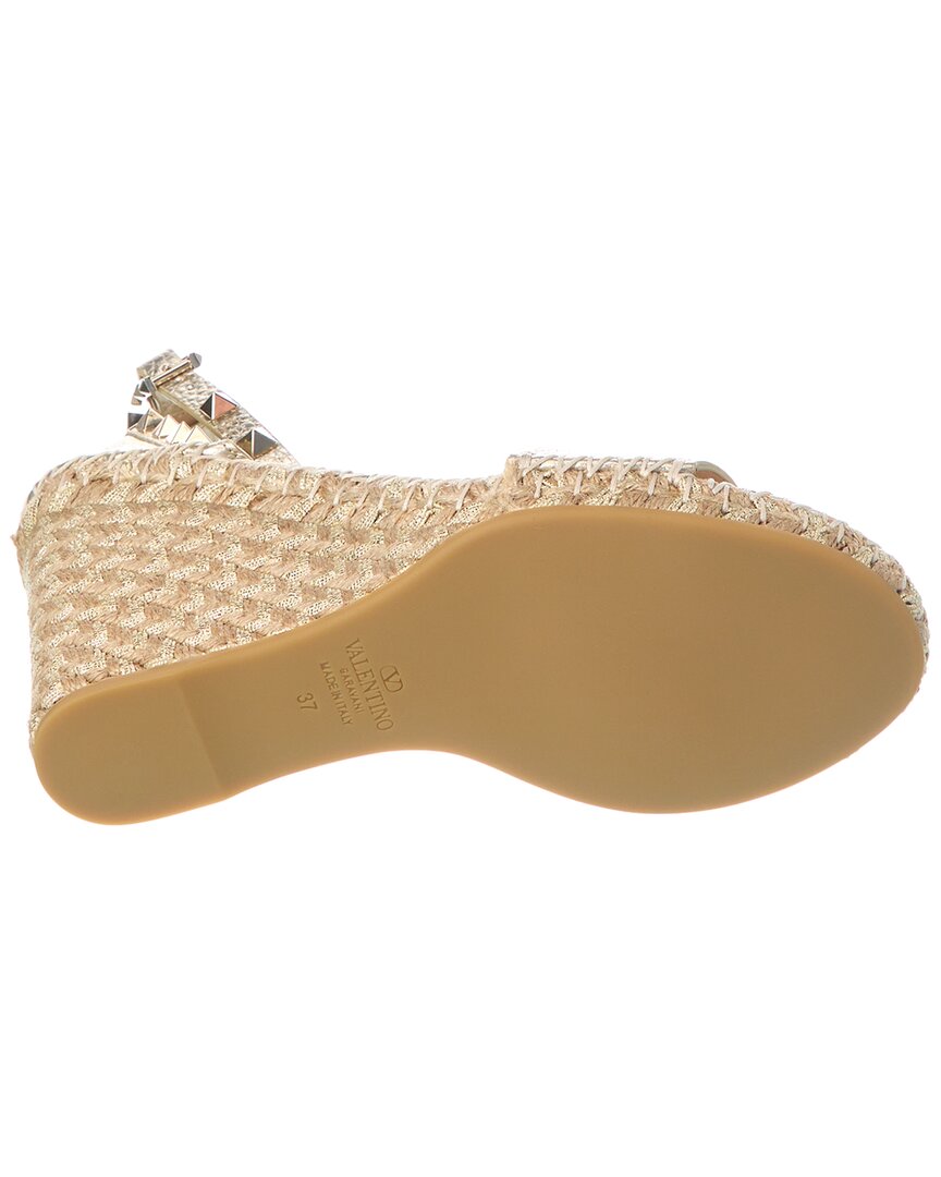 Valentino Valentino Rockstud 100 Grainy Leather Wedge Sandal