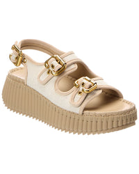 Chloé Chloé Nama Canvas & Suede Wedge Sandal