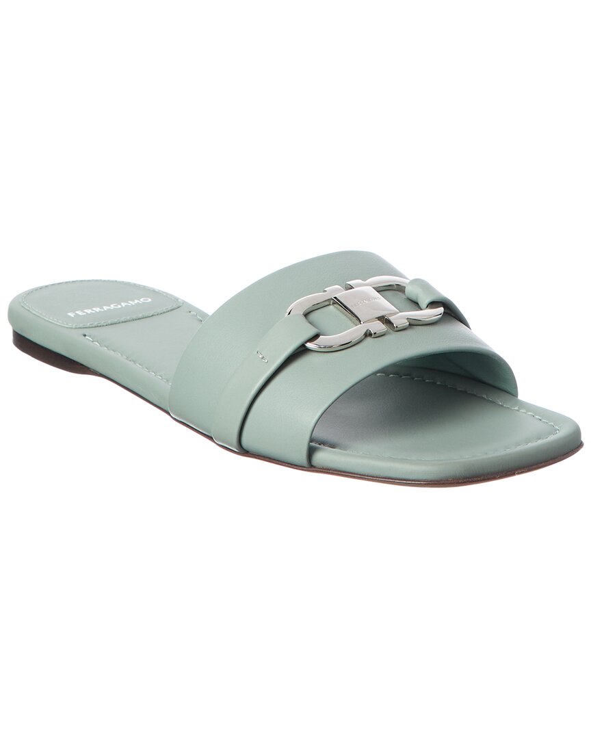 Ferragamo Ferragamo Gancini Leather Flat Sandal