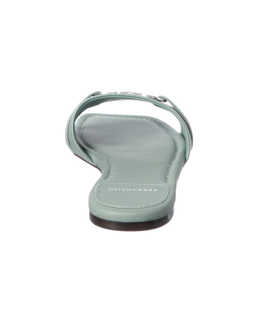 Ferragamo Ferragamo Gancini Leather Flat Sandal