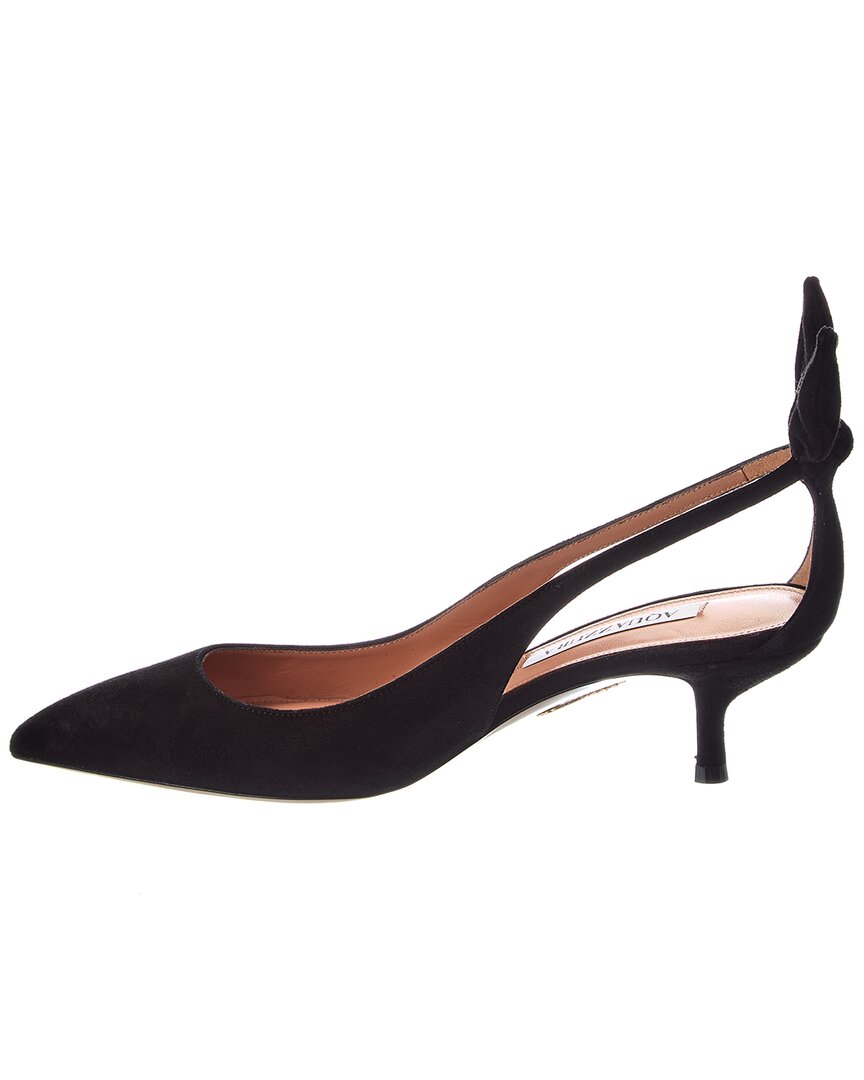 Aquazzura Bow Tie 50 Suede Slingback Pump
