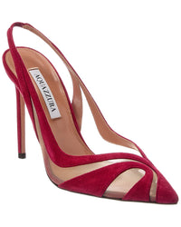 Aquazzura Lune Sling 105 Mesh & Suede Slingback Pump