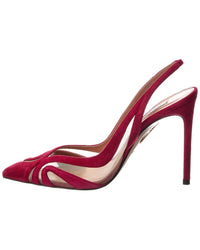 Aquazzura Lune Sling 105 Mesh & Suede Slingback Pump