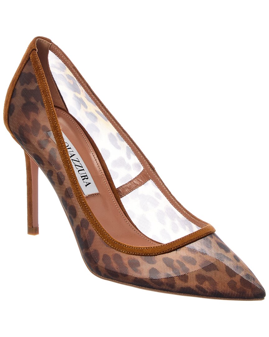 Aquazzura Nude 85 Mesh & Suede Pump