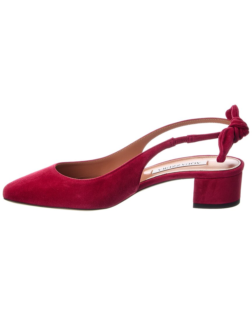 Aquazzura Very Bow Tie 35 Suede Slingback Pump