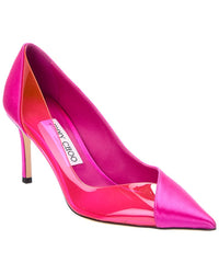 Jimmy Choo Cass 75 Satin & Plexi Pump