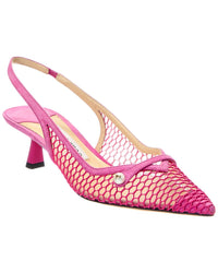 Jimmy Choo Amita 45 Fishnet Mesh & Suede Slingback Pump