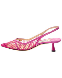 Jimmy Choo Amita 45 Fishnet Mesh & Suede Slingback Pump