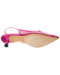 Jimmy Choo Amita 45 Fishnet Mesh & Suede Slingback Pump