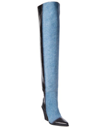Jimmy Choo Jimmy Choo Maceo 85 Denim & Leather Over-The-Knee Boot