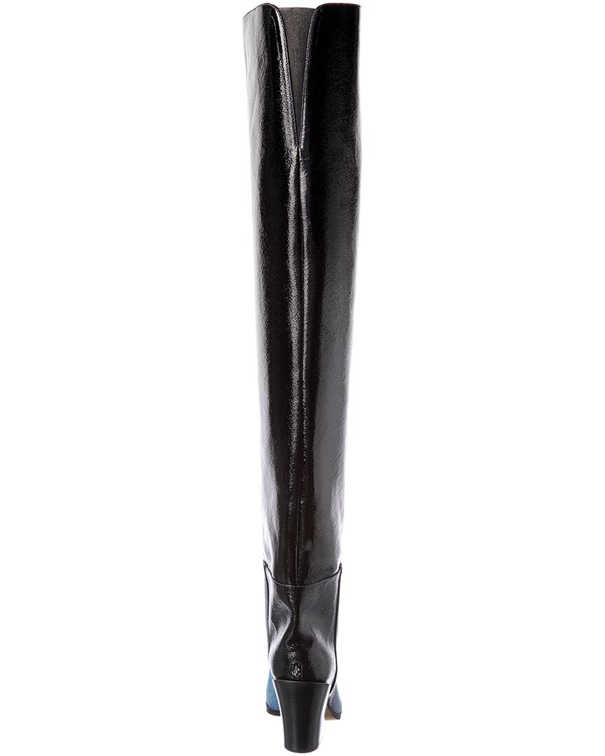 Jimmy Choo Jimmy Choo Maceo 85 Denim & Leather Over-The-Knee Boot