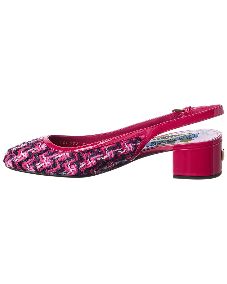 Dolce & Gabbana Dg Logo 38 Tweed & Patent Slingback Pump