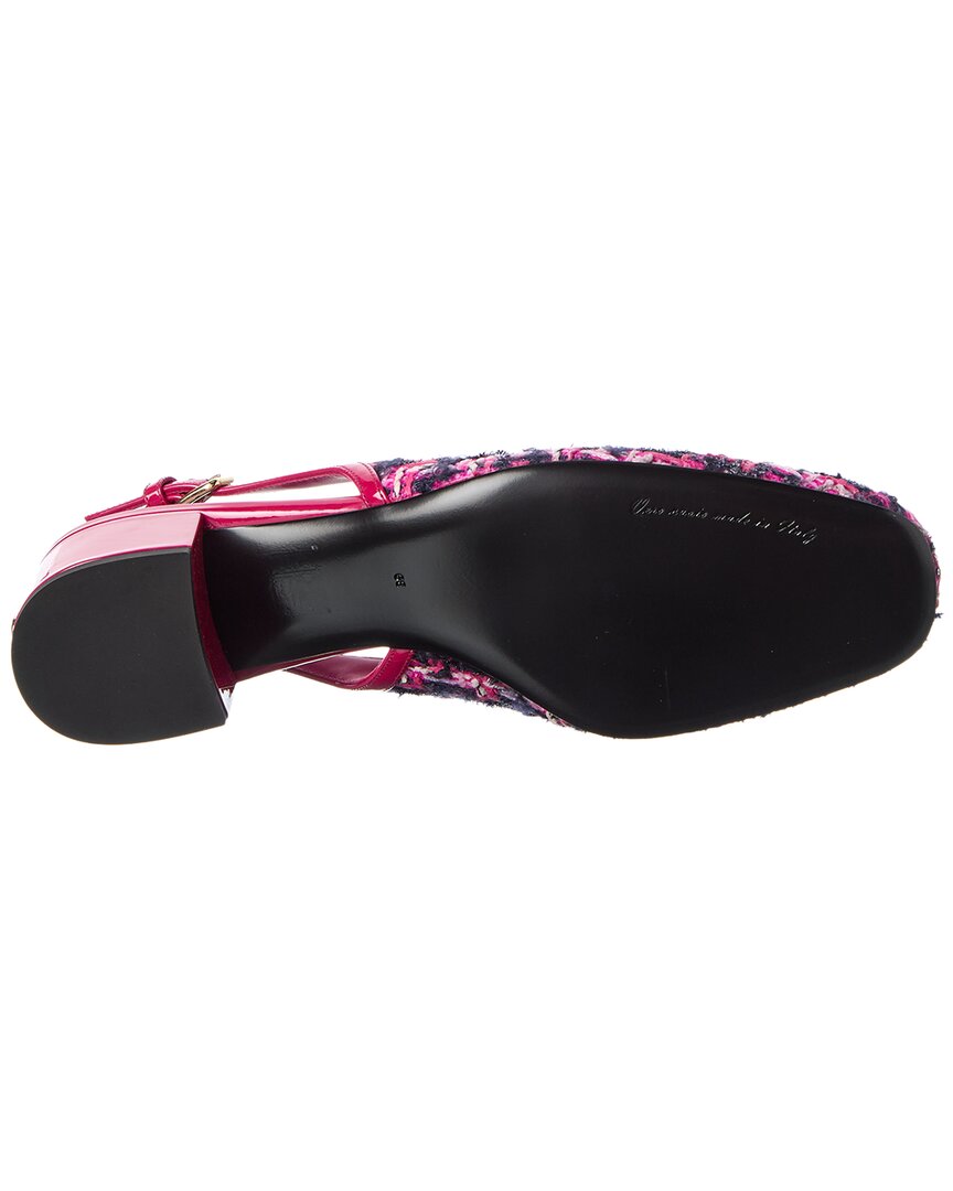 Dolce & Gabbana Dg Logo 38 Tweed & Patent Slingback Pump