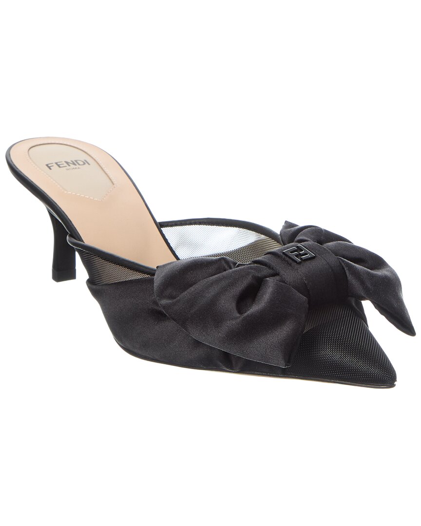 FENDI Fendi Colibri Satin & Mesh Slingback Mule