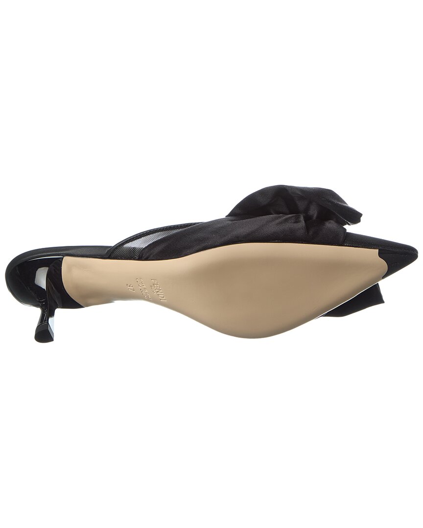 FENDI Fendi Colibri Satin & Mesh Slingback Mule