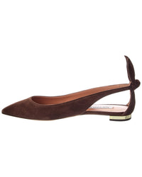 Aquazzura Bow Tie Suede Slingback Ballet Flat
