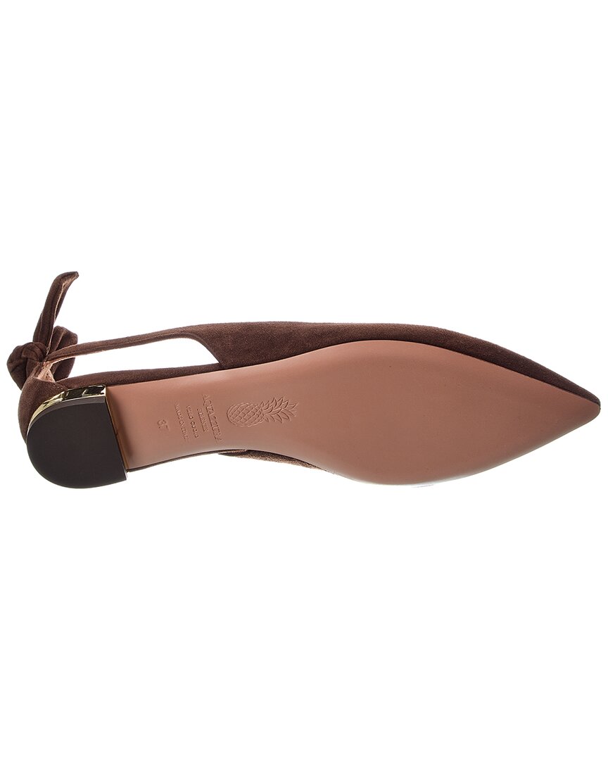 Aquazzura Bow Tie Suede Slingback Ballet Flat