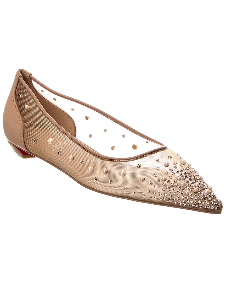 Christian Louboutin Christian Louboutin Miss Z Degrastrassina Perla Mesh & Leather Flat