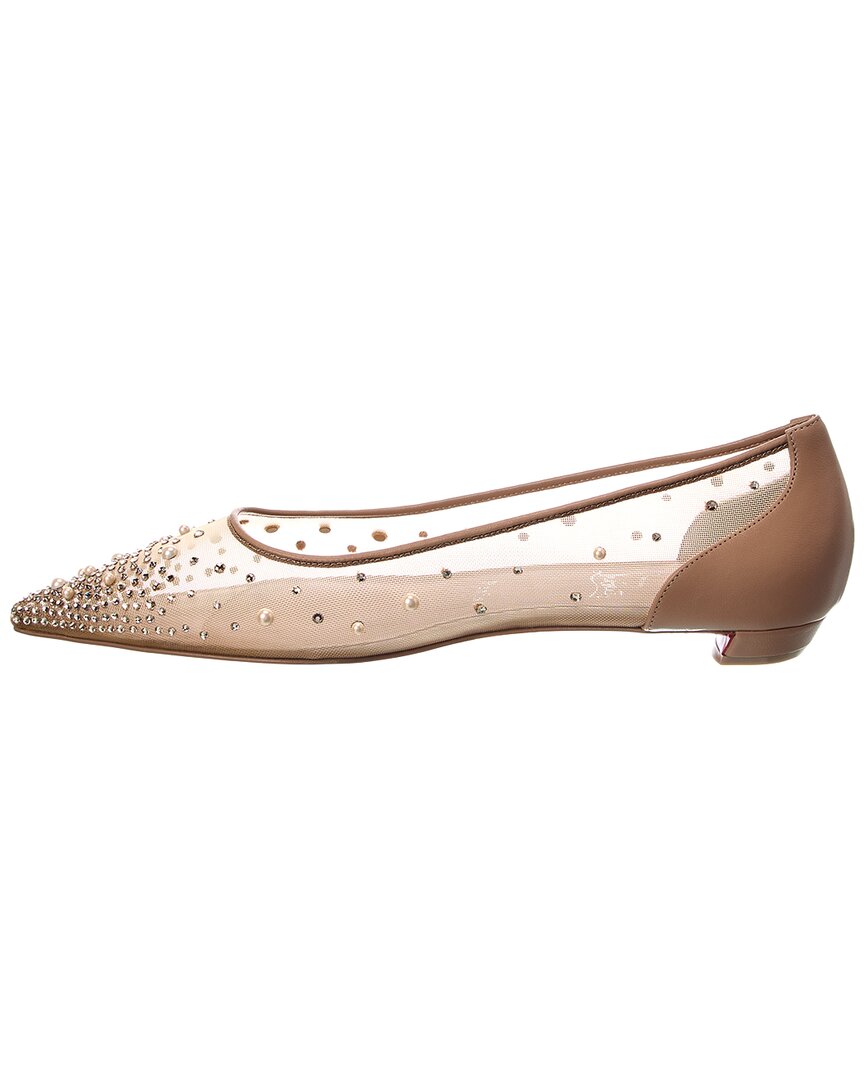 Christian Louboutin Christian Louboutin Miss Z Degrastrassina Perla Mesh & Leather Flat