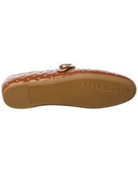 Ferragamo Salvatore Ferragamo Logo Leather Ballet Flat