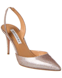 Aquazzura So Nude 85 Glitter Vinyl Slingback Pump Gold 38