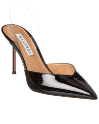 Aquazzura V Plexi 85 Vinyl & Patent Slingback Pump Black