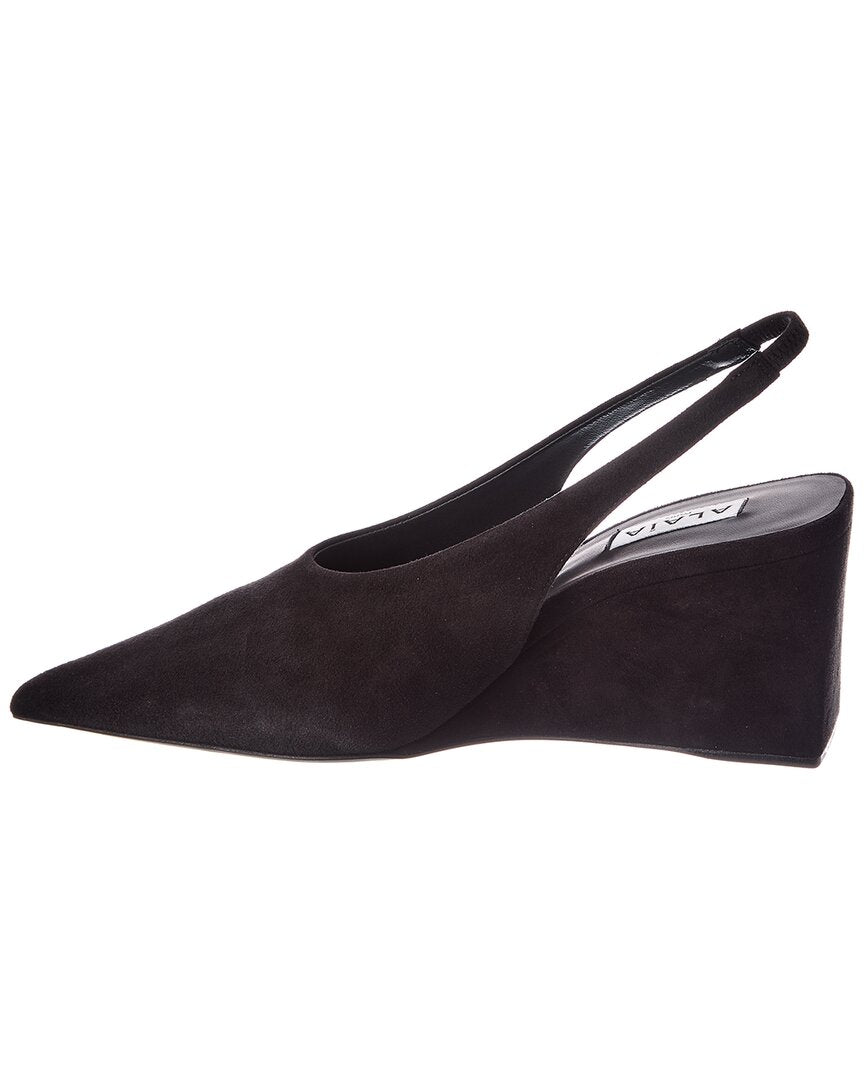 Alaïa Cube Suede Slingback Wedge Pump
