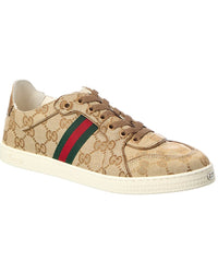 Gucci Gucci Stretch Low Top Gg Canvas & Leather Sneaker