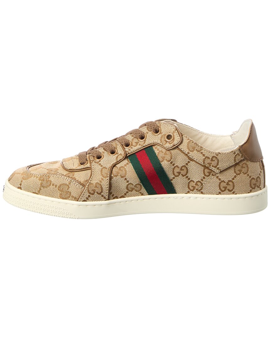 Gucci Gucci Stretch Low Top Gg Canvas & Leather Sneaker