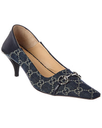 Gucci Gucci Vittoria Gg Denim & Leather Pump